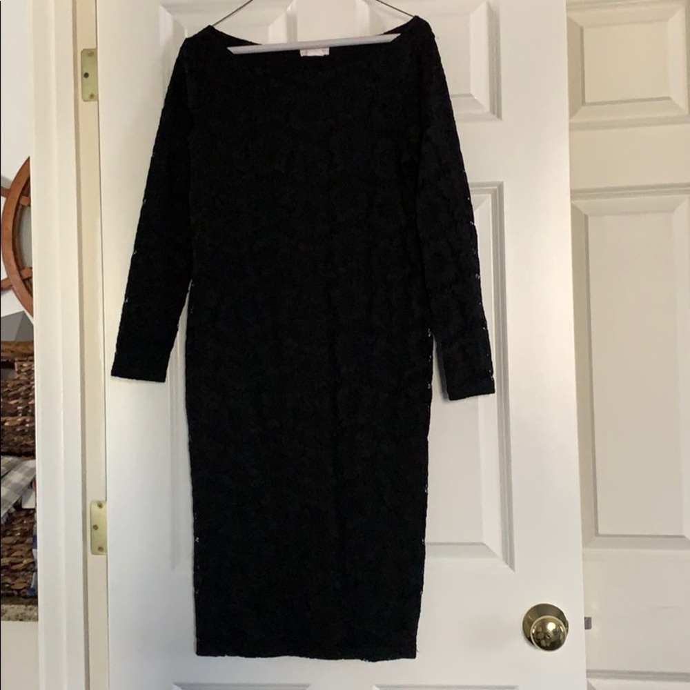 Ingrid & Isabel Black Floral Lace Dress - Size: M